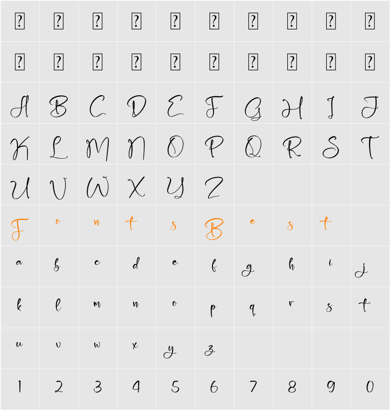 Herttlay Elizabeth Character Map