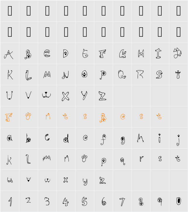 Jackal Tracks Character Map