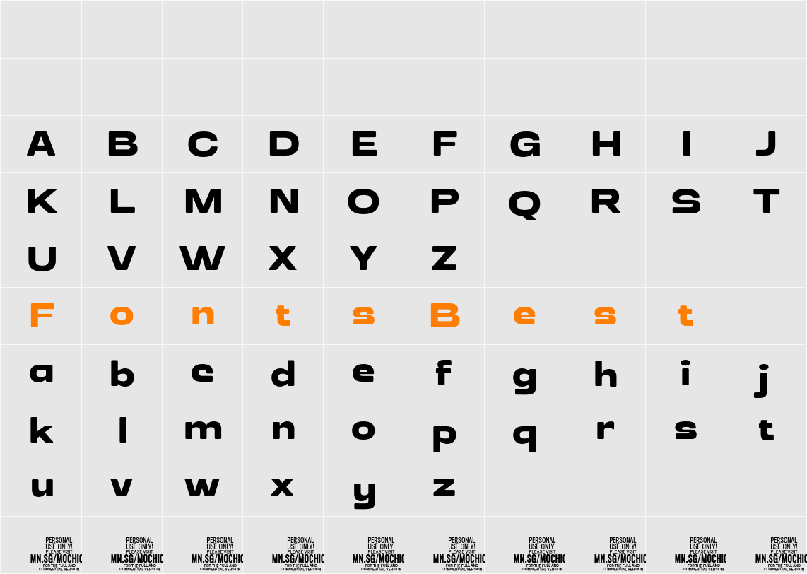Mochica PERSONAL USE Character Map