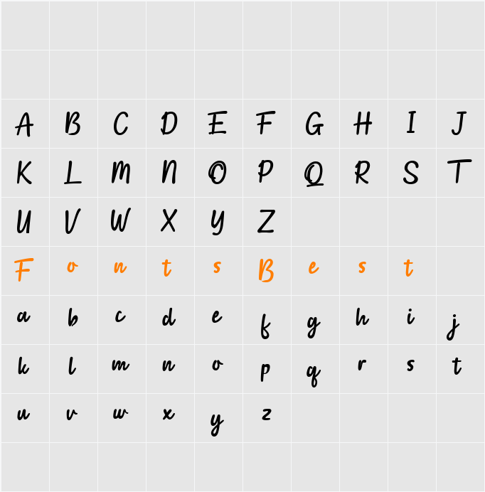 Good Vibes Script Character Map