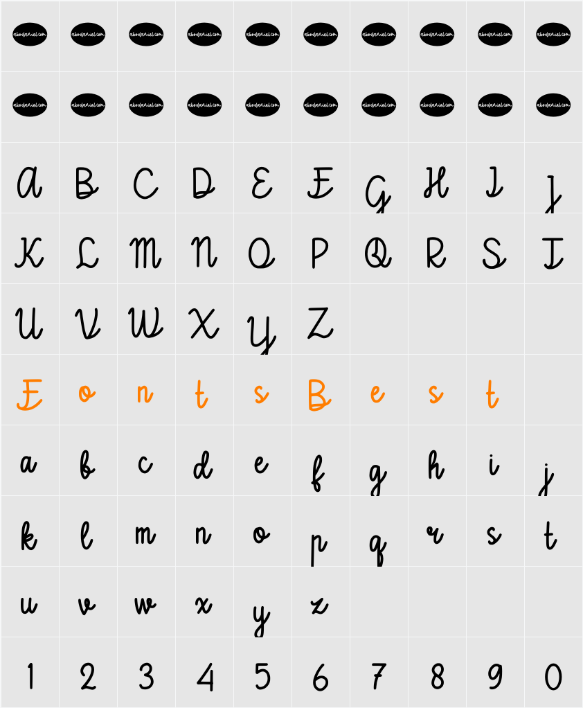 Creativo Regular Character Map