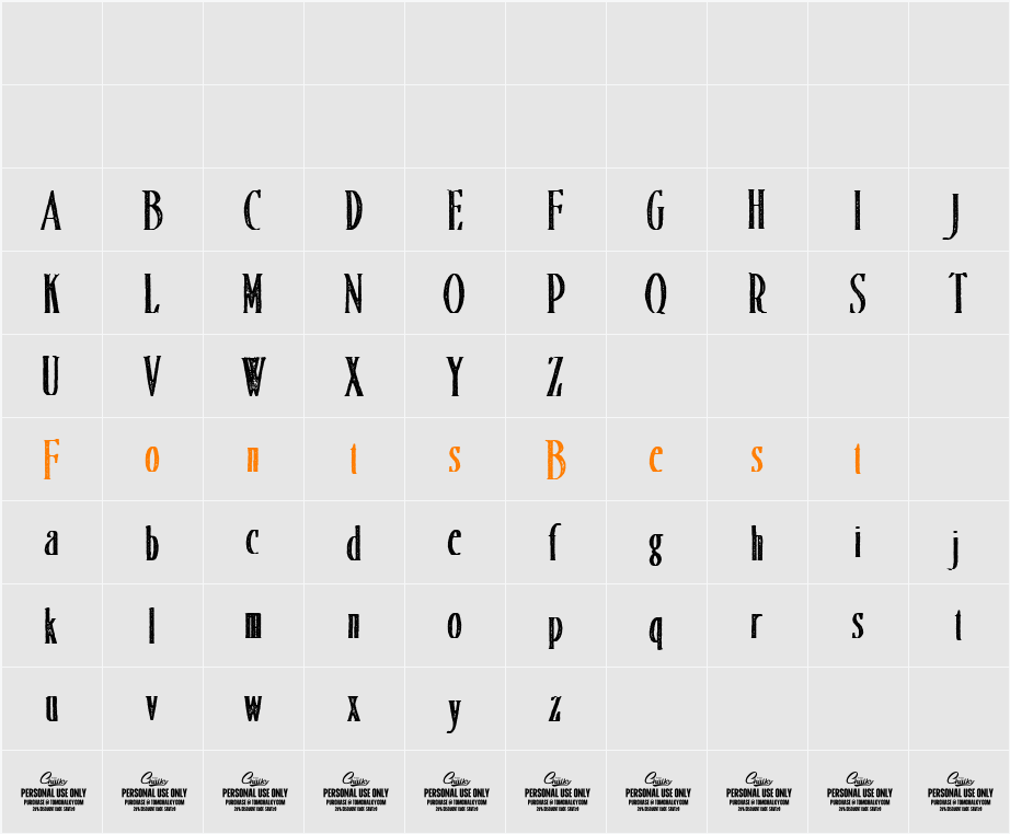 Merchande Print Serif Rough Character Map