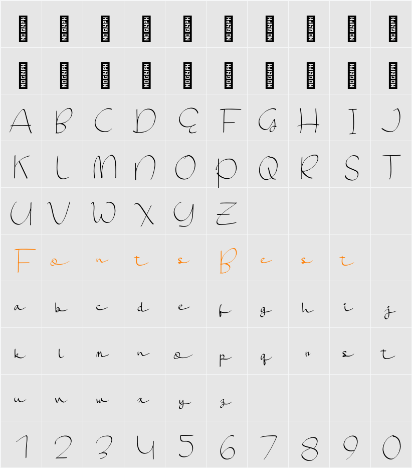 Ochinorel Personal Use Character Map