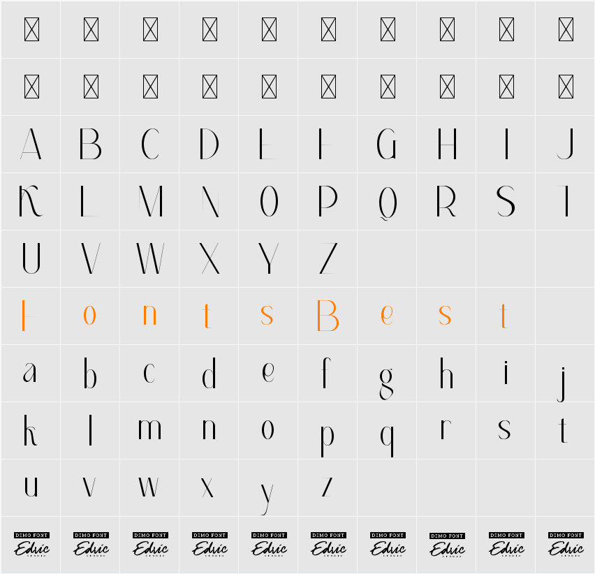 Element Tail Demo Character Map