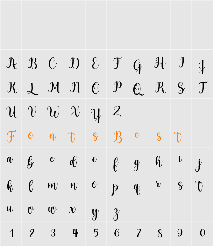 Blustina Character Map