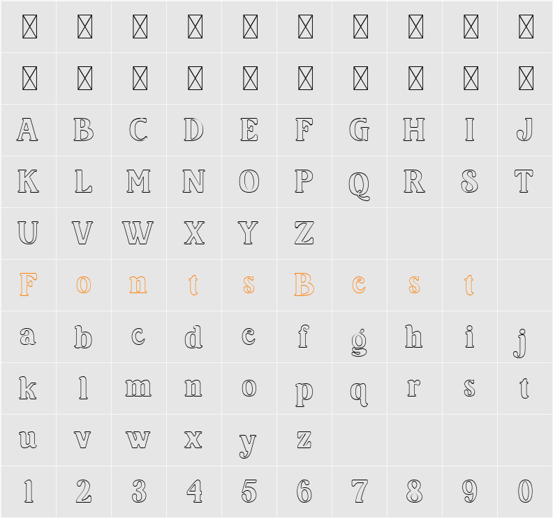 Radion Outline Character Map