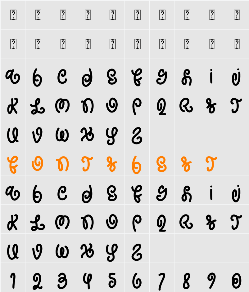 Malove Character Map