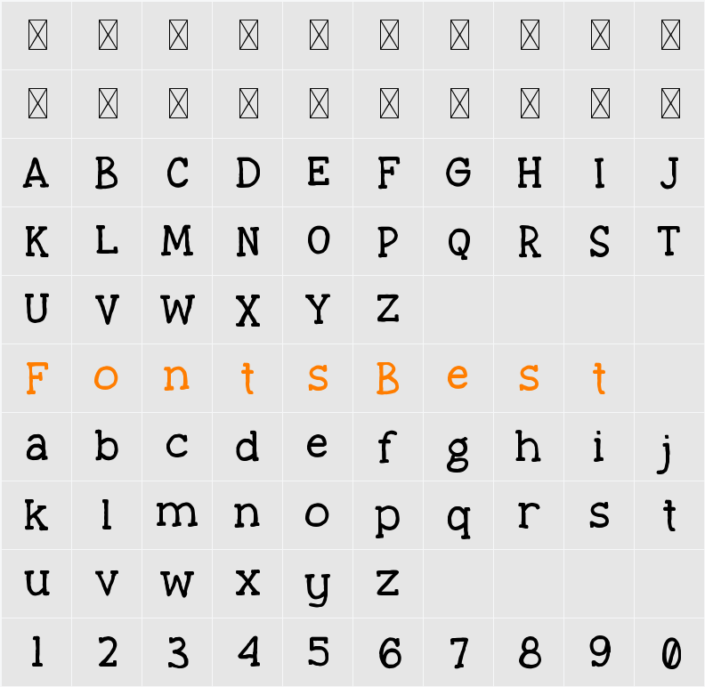 GRASSHOPPER Character Map