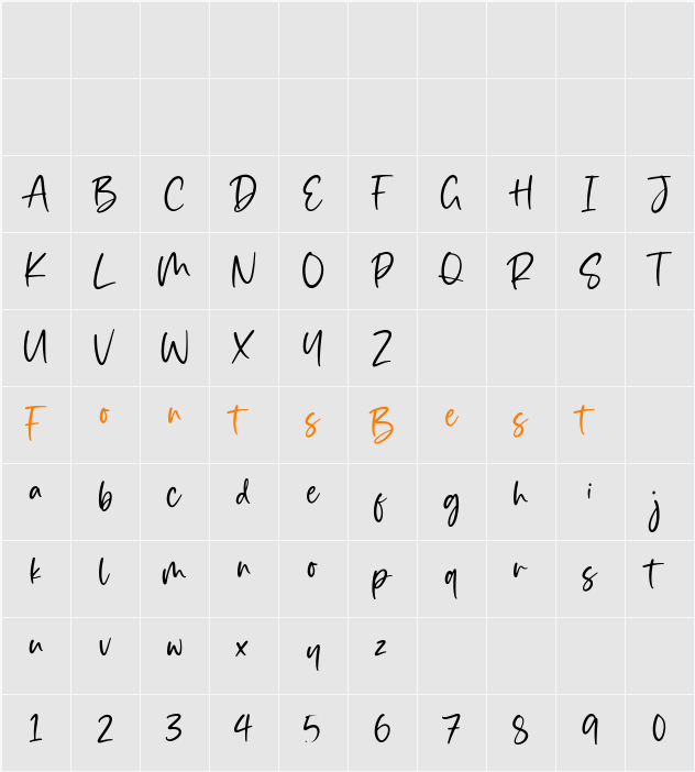 Simplesky Character Map