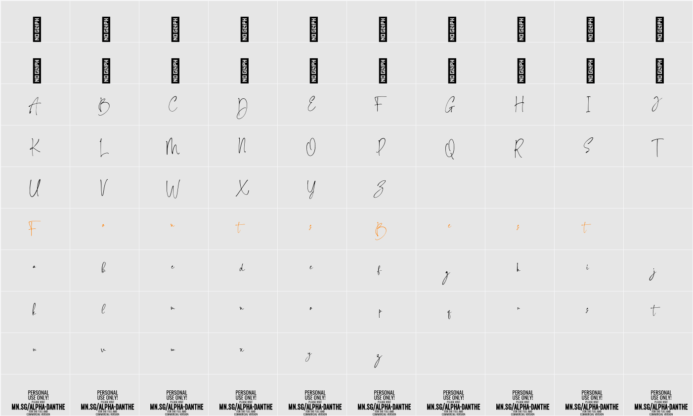 Alpha Danthe PERSONAL USE Character Map
