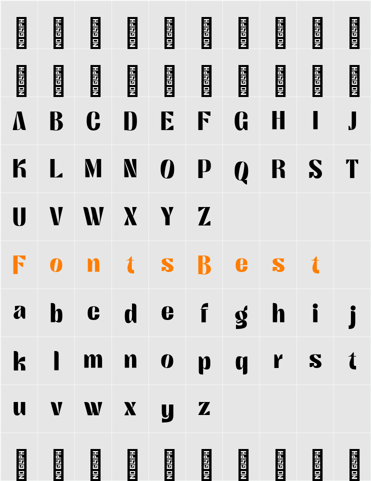 Satigof Extrabold Character Map