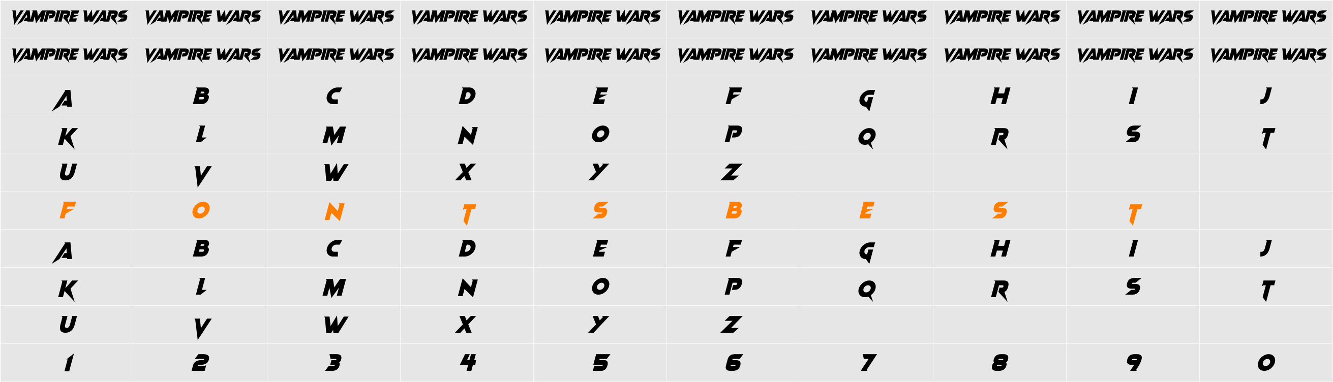 Vampire Wars Character Map