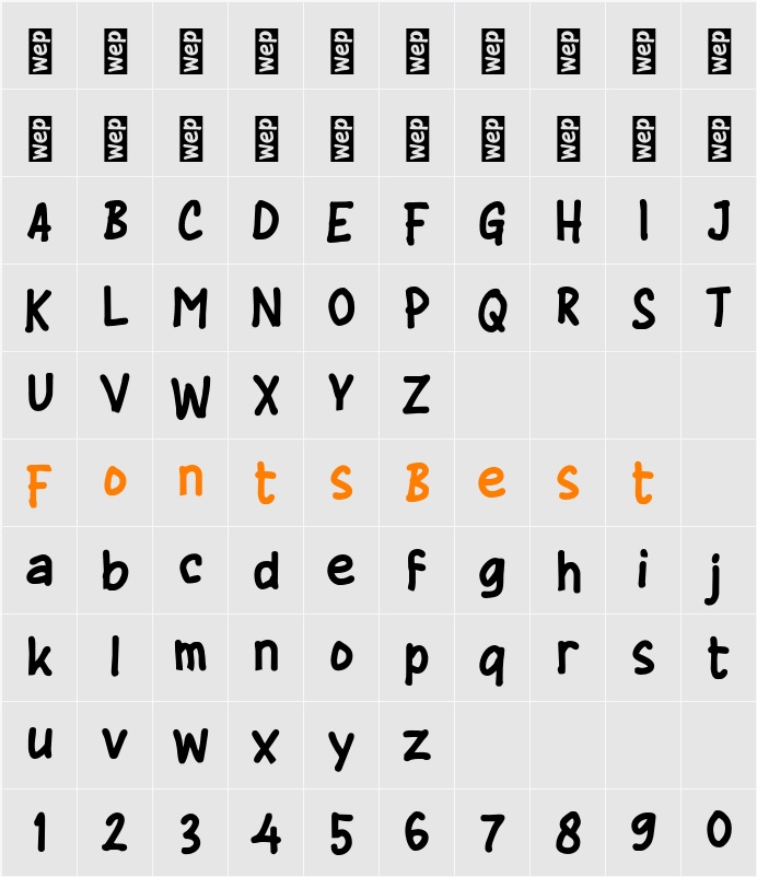 j Jenang Character Map