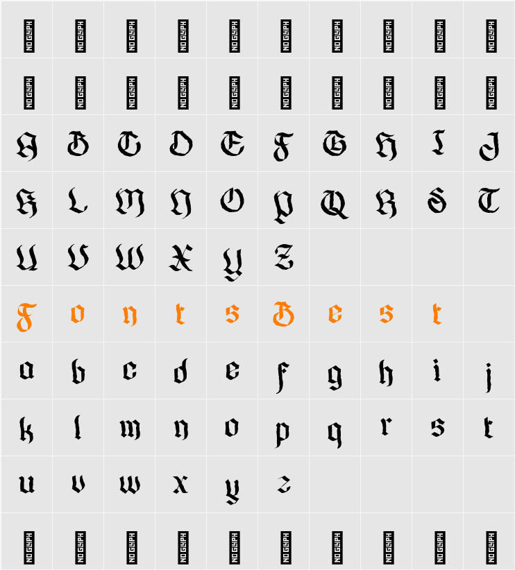 Gofarda Gothic Distort Character Map