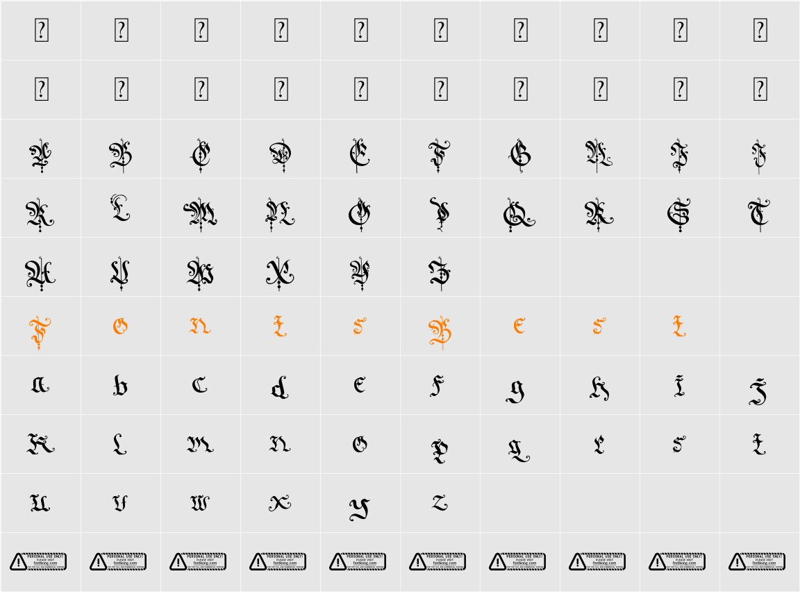 Closerize Character Map