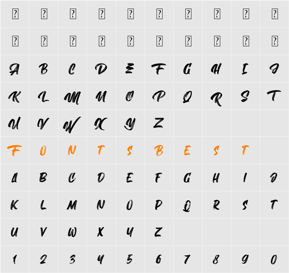 Abrashe Character Map