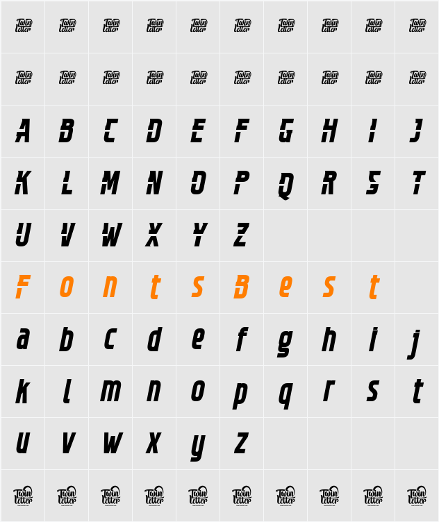 BINNEK-RegularSlant Character Map