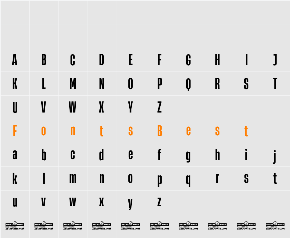 Heading Now Trial 34 Character Map