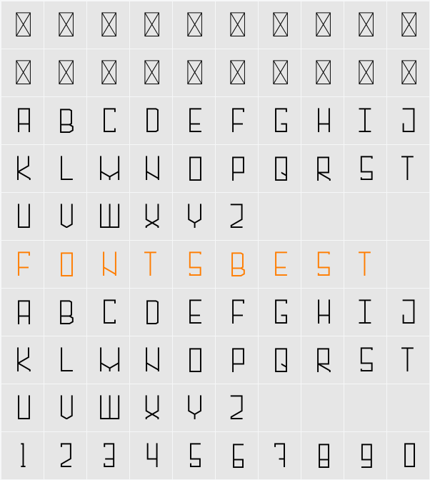 Alambre Thin Character Map