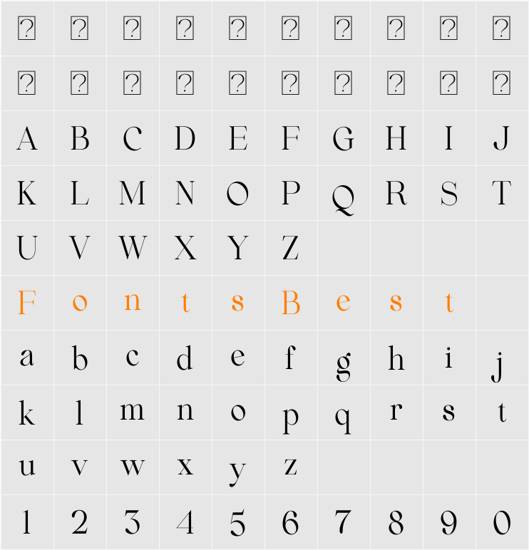 Beautiful Comethrue Regular Ultra Condensed Character Map