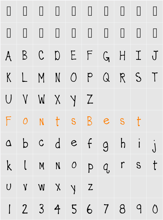SkinnyBone Character Map
