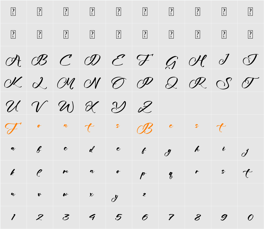 Mirattlen Romllita Character Map