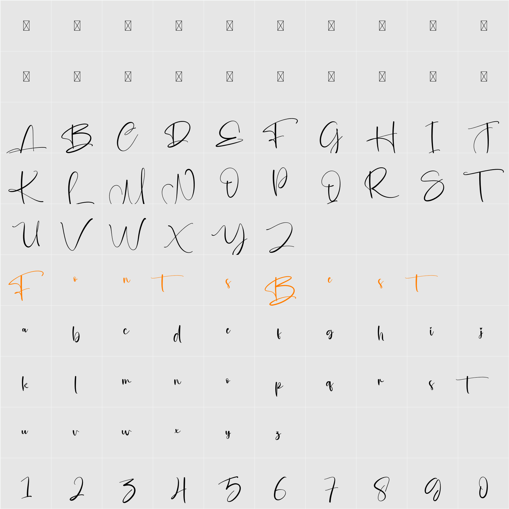 Astone Character Map