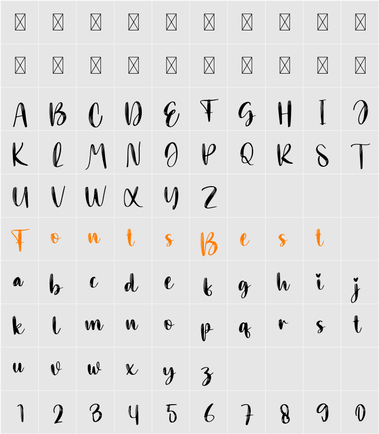 Simple Brush Character Map