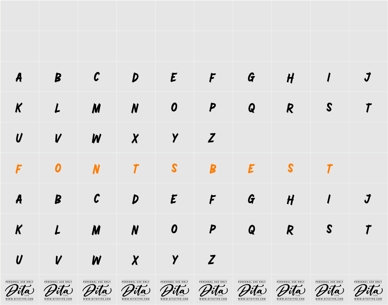 Zombie Brush Personal Use Character Map