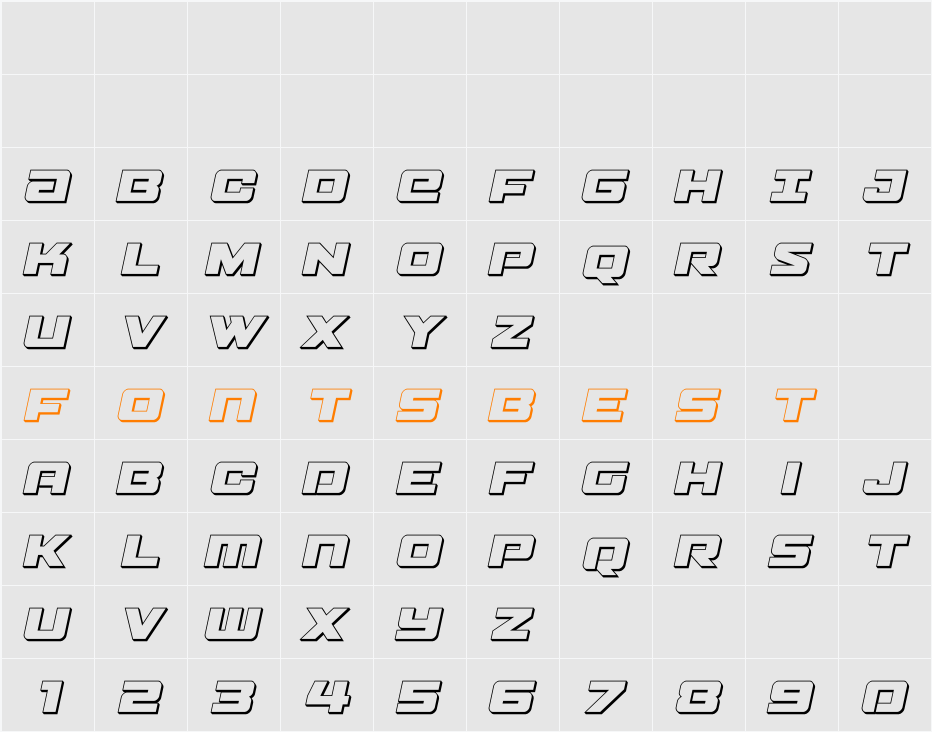 Power Broker 3D Italic Character Map