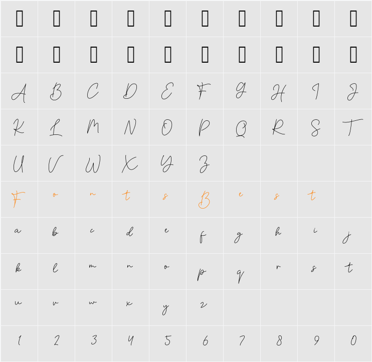 the brown Character Map