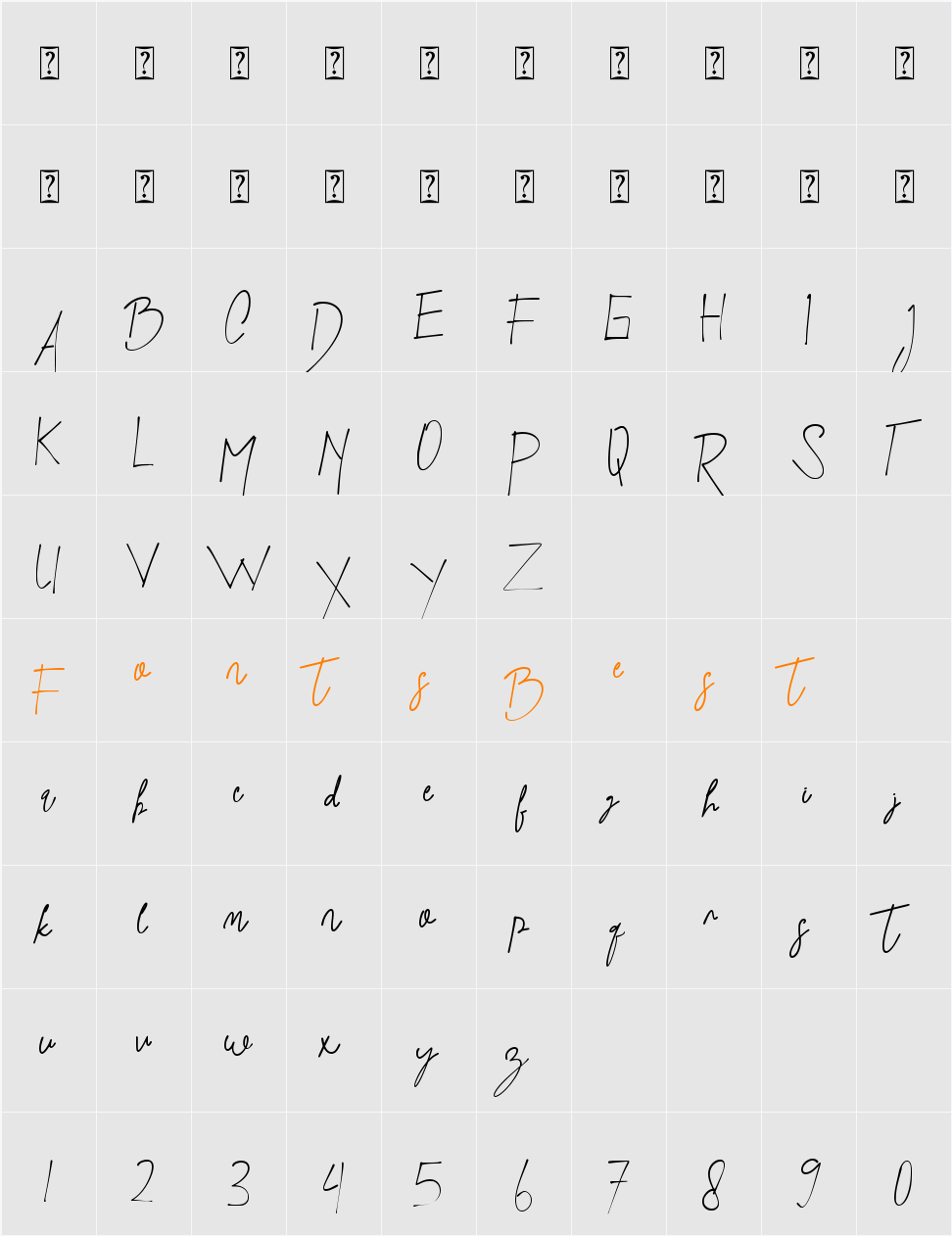 Black Article Character Map