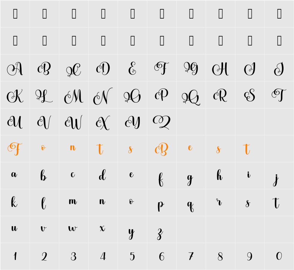 Anthaya_DEMO Character Map