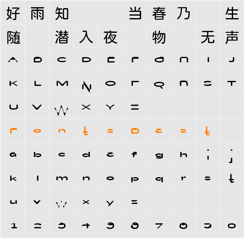 假粉圓體-Regular Character Map