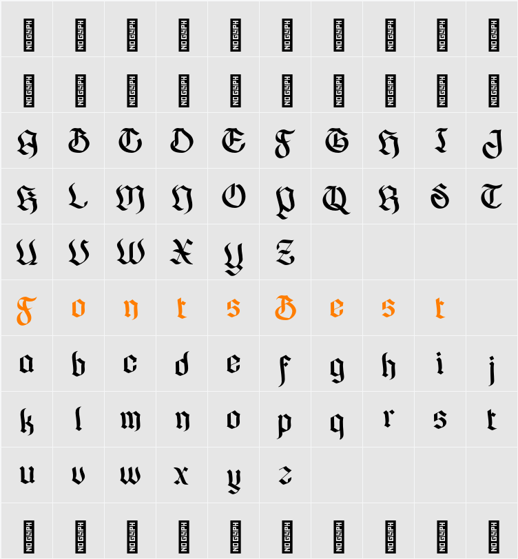 Gofarda Gothic Character Map