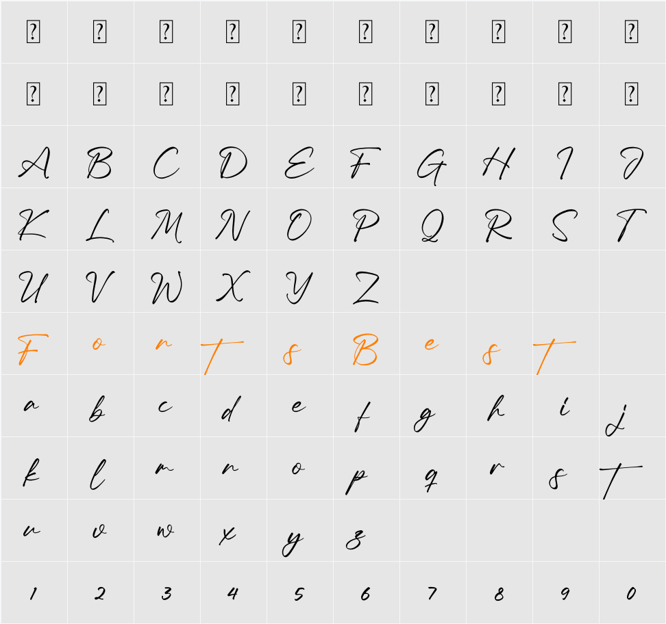 Onefineday Character Map