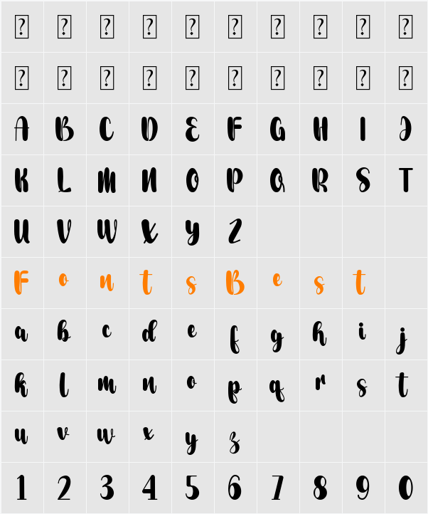 Valentine Script Character Map