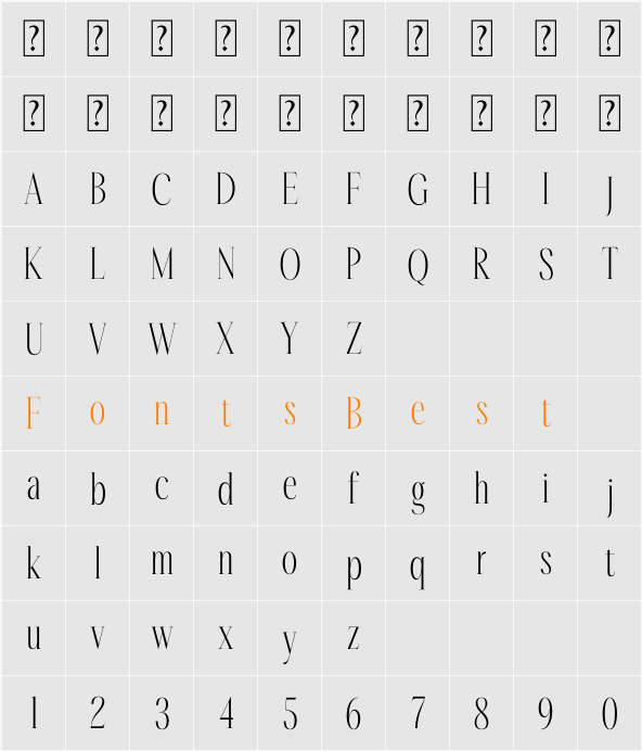 Rastofi Character Map