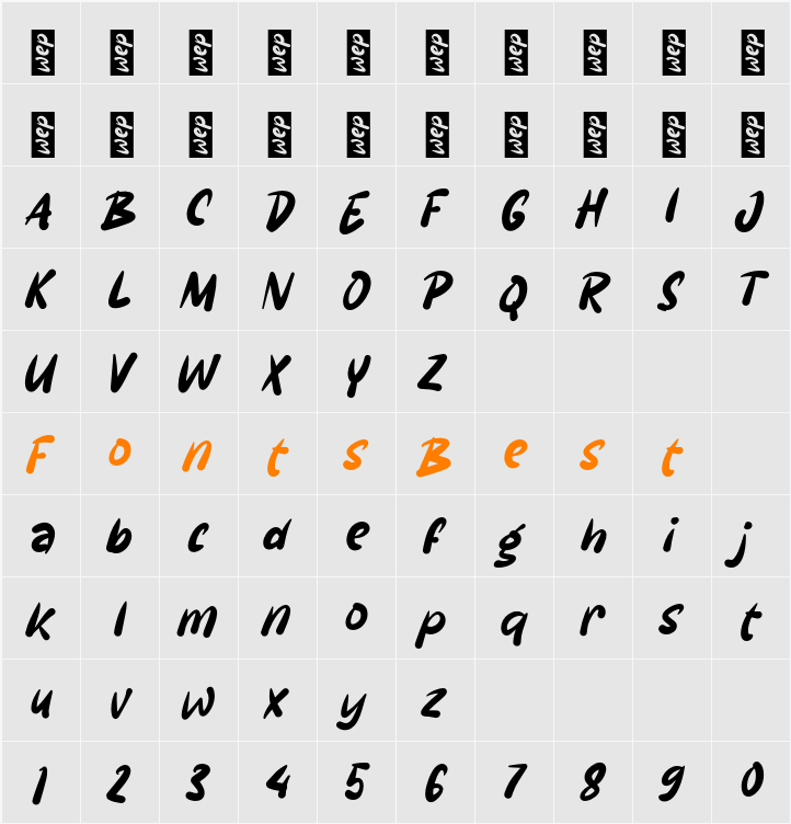 K Kuning Character Map