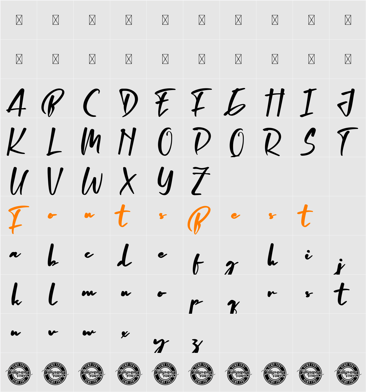 Authentic G Demo Character Map