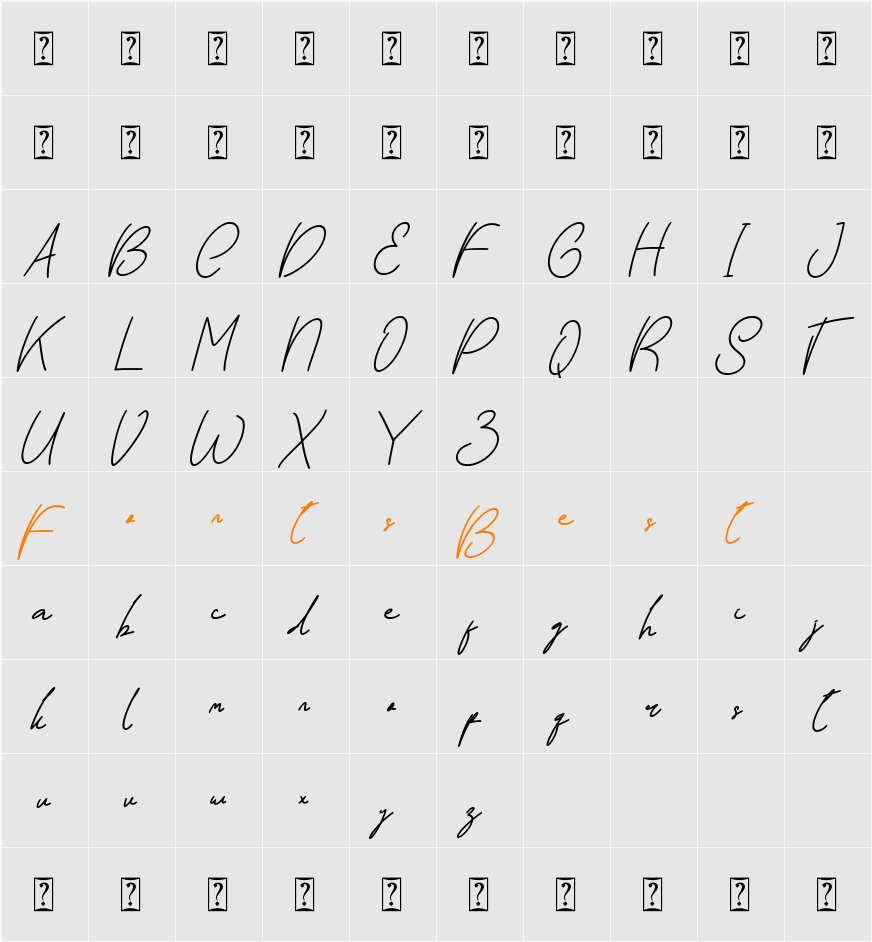 Yogyakarta Paradise Italic Character Map