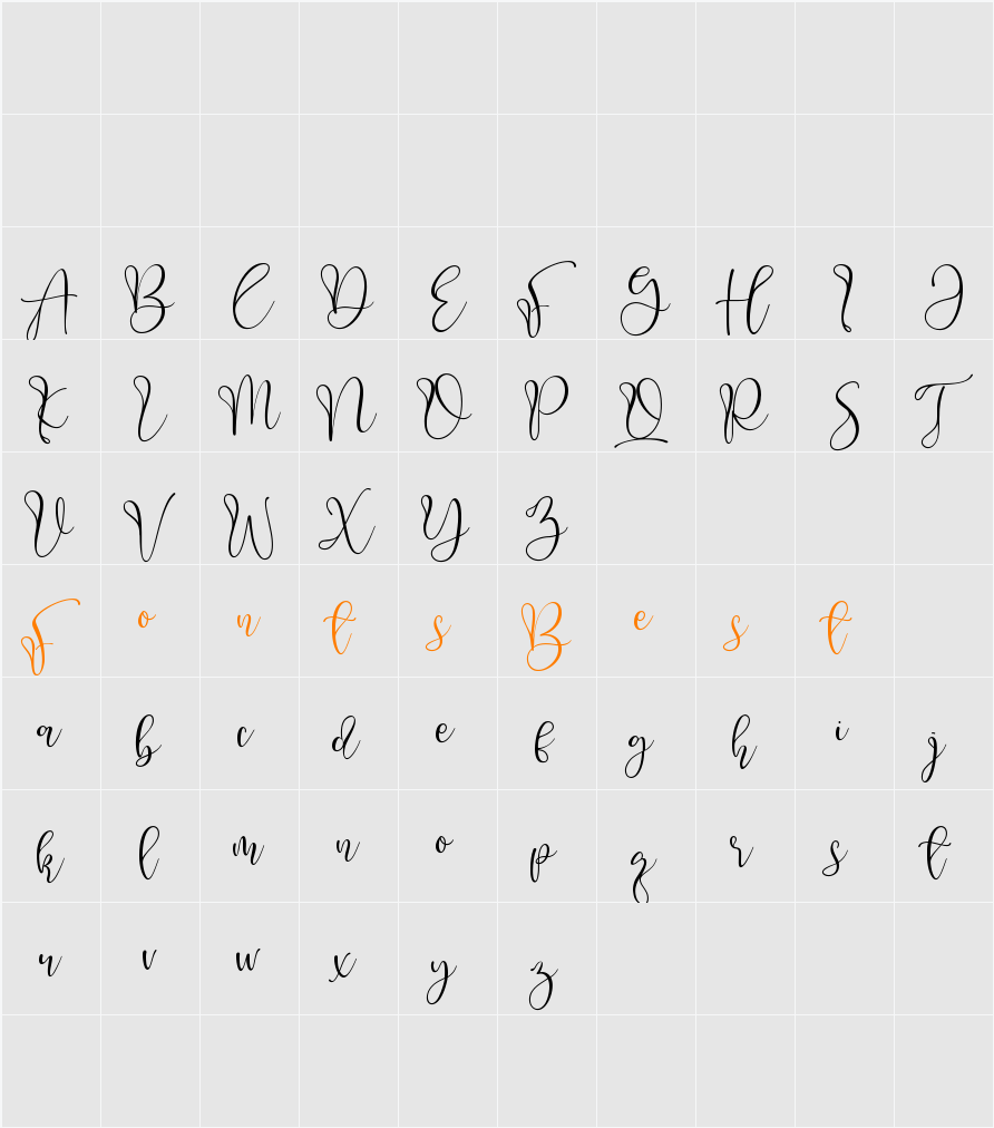 Aliquest Character Map