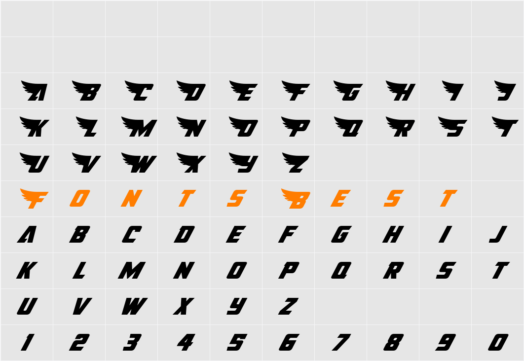 American Kestrel Italic Character Map