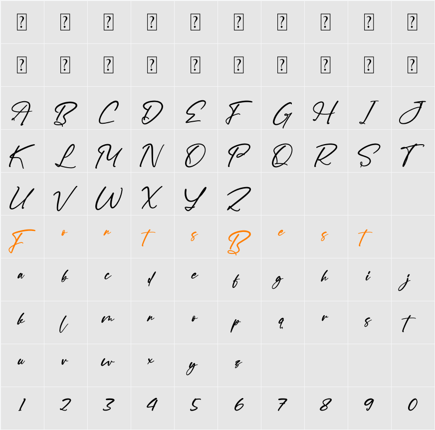 Andolamtte Character Map