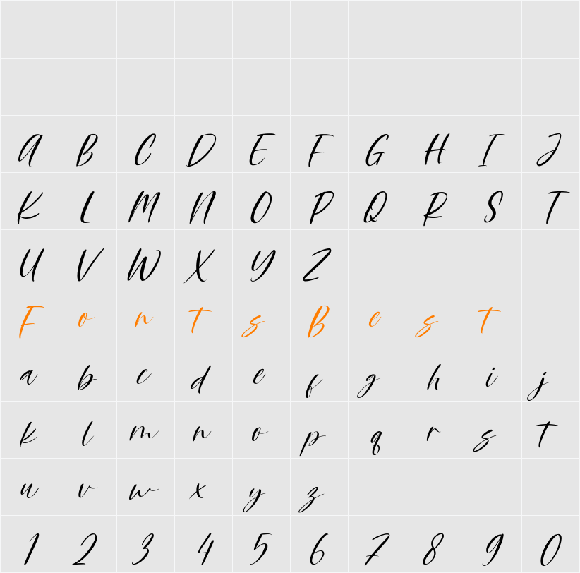 Rusliny Script Character Map