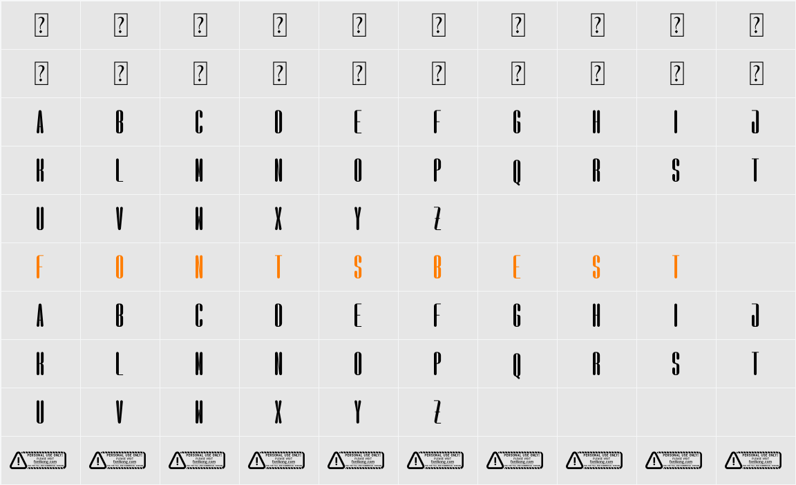 Floresta PERSONAL USE ONLY! Character Map