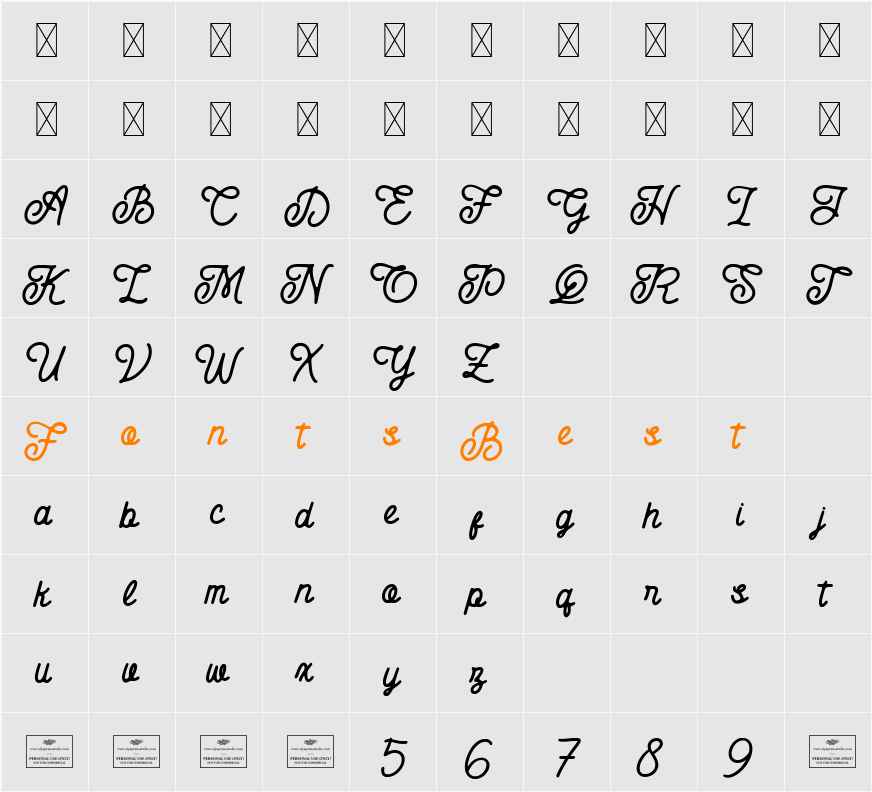 Azure Garden Character Map
