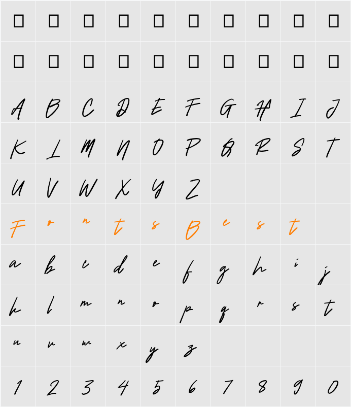 Holland_Signature Character Map