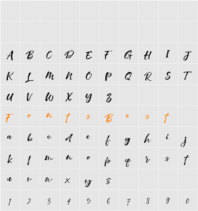 Wasatsh Brush Character Map