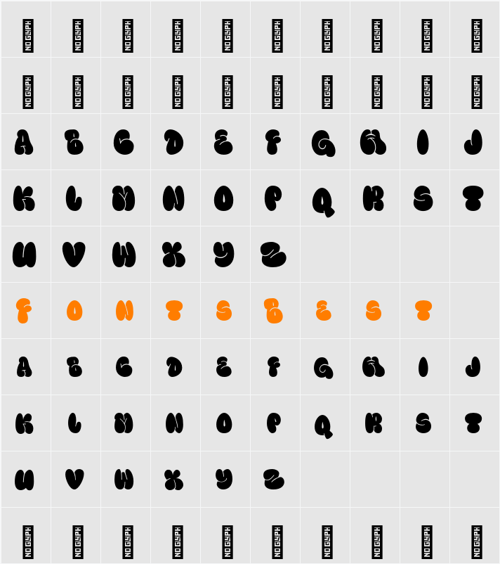 Fanky Bubble Character Map